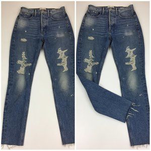 FRAME DENIM Re-Released Rigid Le Original Skinny Distressed Raw Hem Vine Jeans